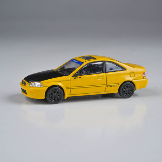 1:64 1999 Honda Civic Coupe EM1 Yellow with Carbon hood