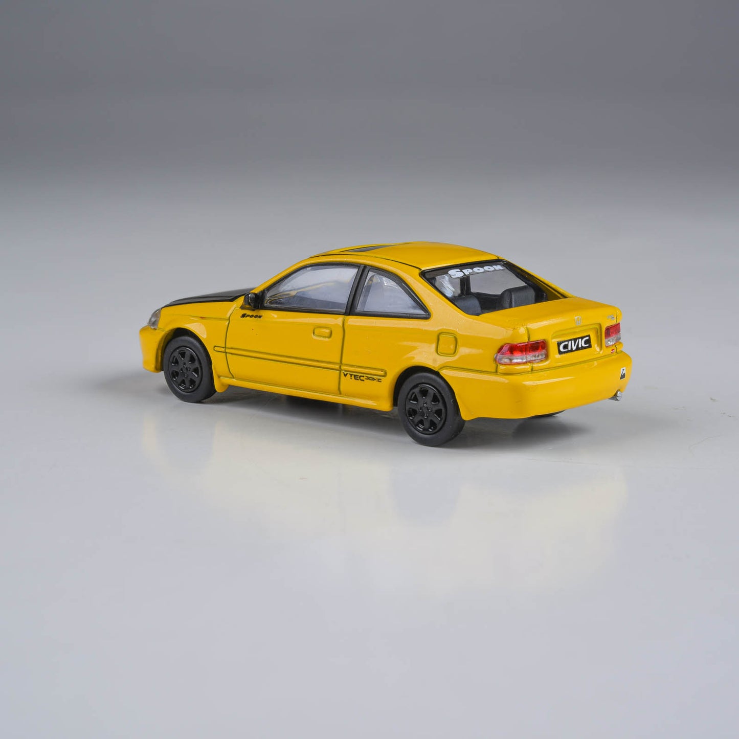 1:64 1999 Honda Civic Coupe EM1 Yellow with Carbon hood